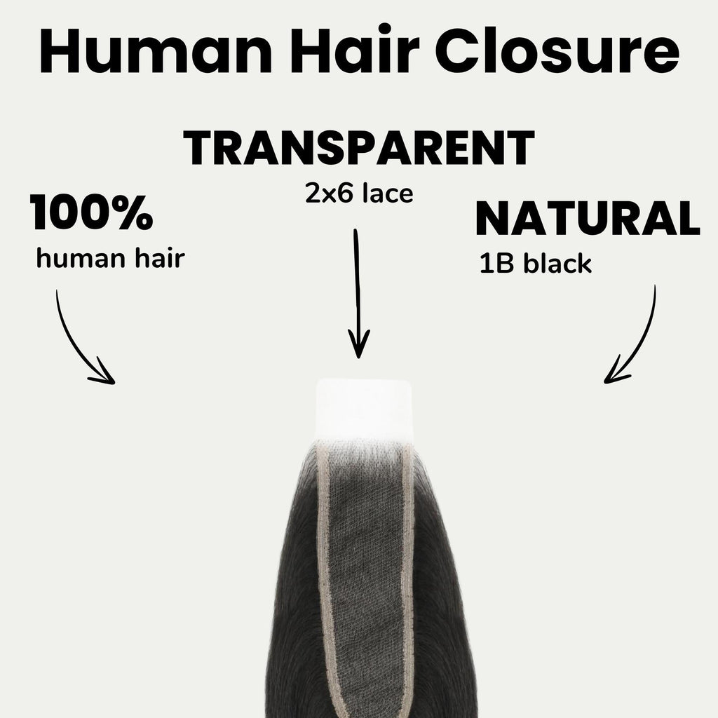 Yaki Straight 2x6 Transparent Lace Human Hair Closure