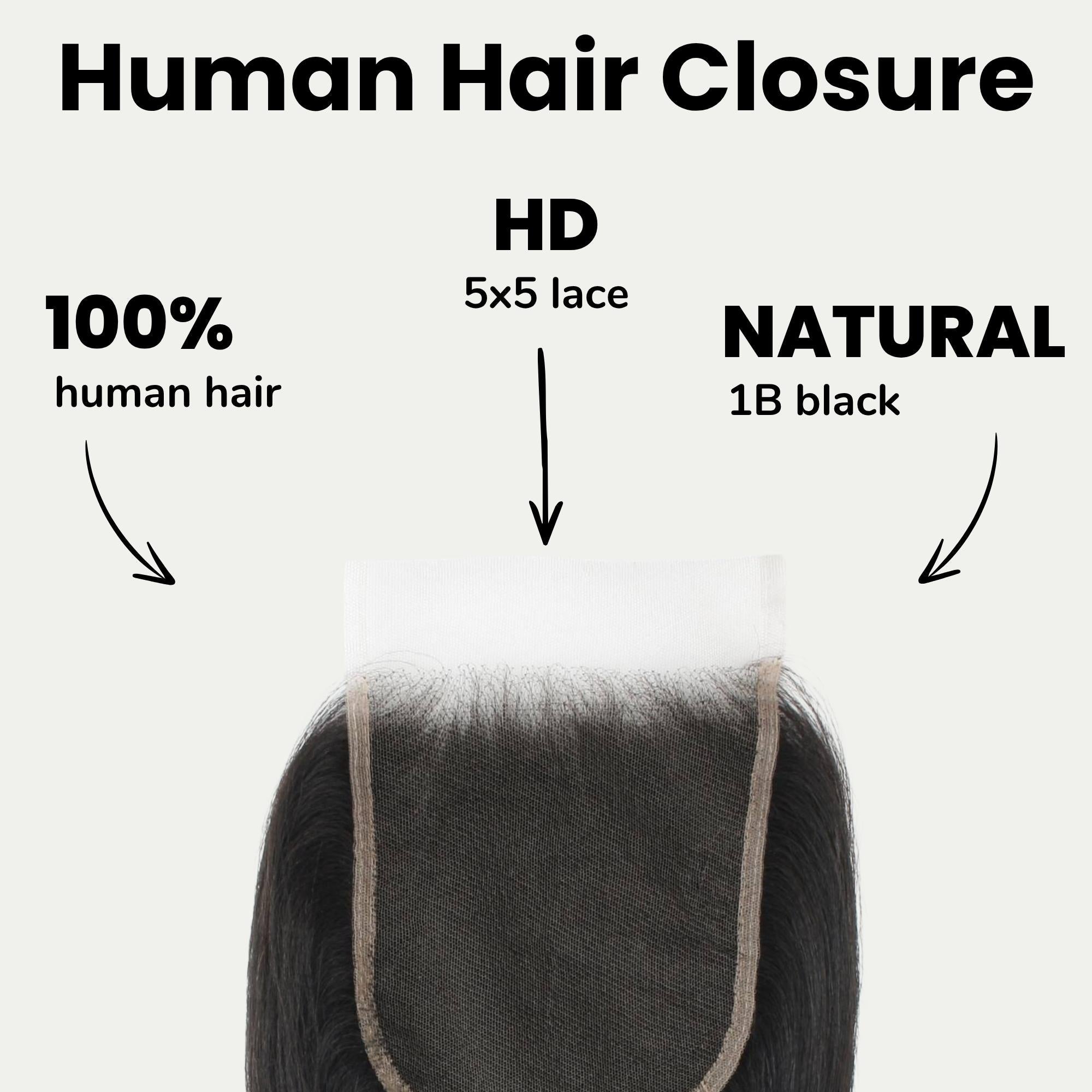 Yaki Straight 5x5 HD Lace Human Hair Closure