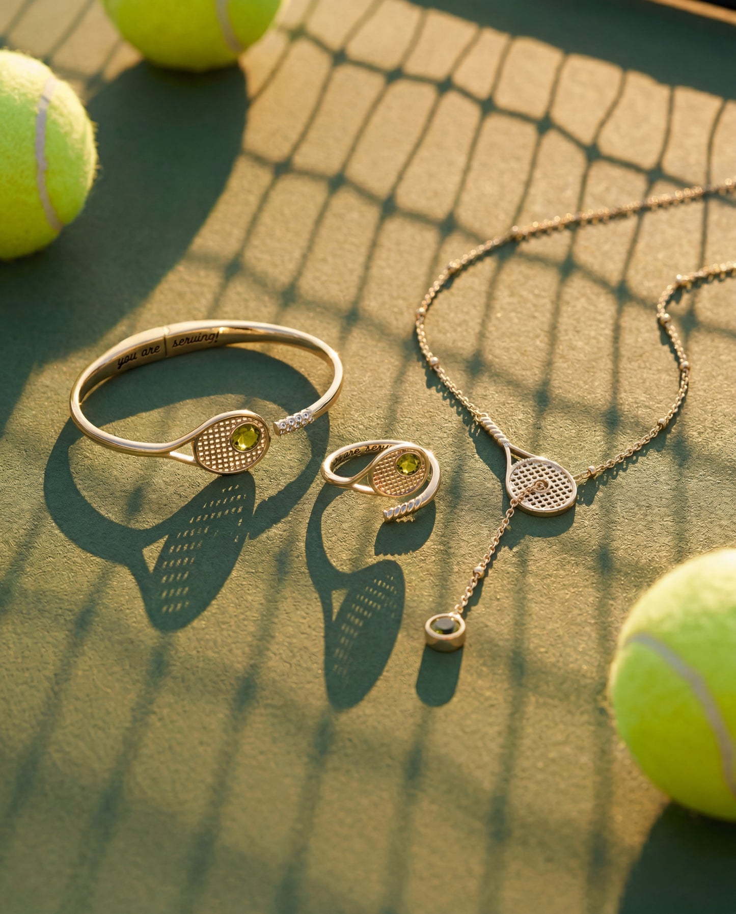 Tennis Racket 'You Are Serving' Hinge Cuff Bracelet