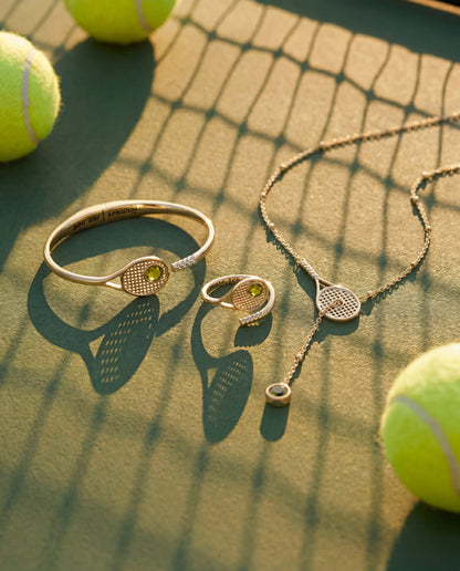 Tennis Racket 'You Are Serving' Hinge Cuff Bracelet