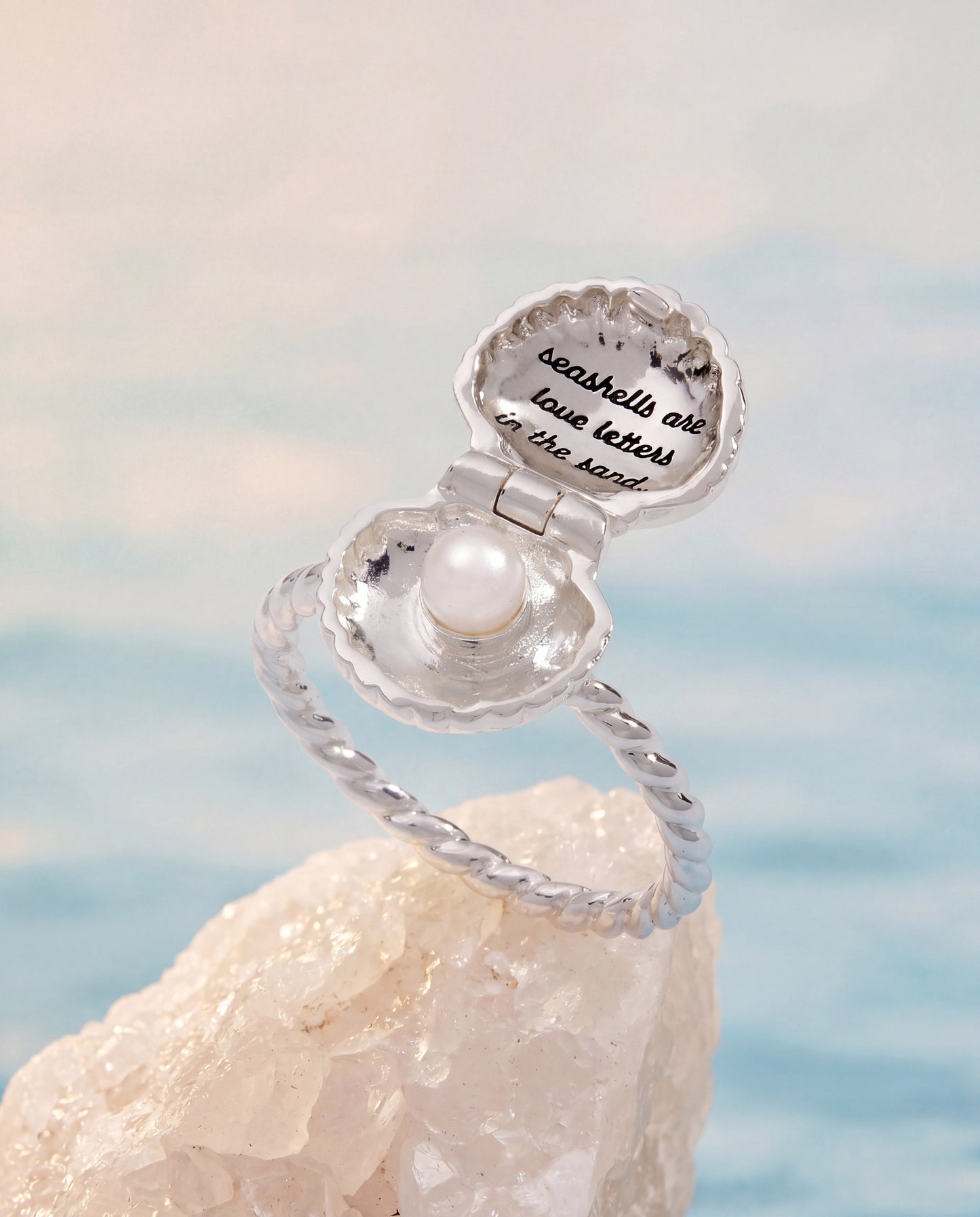 Salt + Sea 'Seashells Are Love Letters In The Sand' Locket Ring
