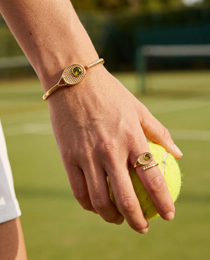 Tennis Racket 'You Are Serving' Hinge Cuff Bracelet