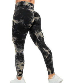 High Waist Tie-Dye Seamless Peach Yoga Tights