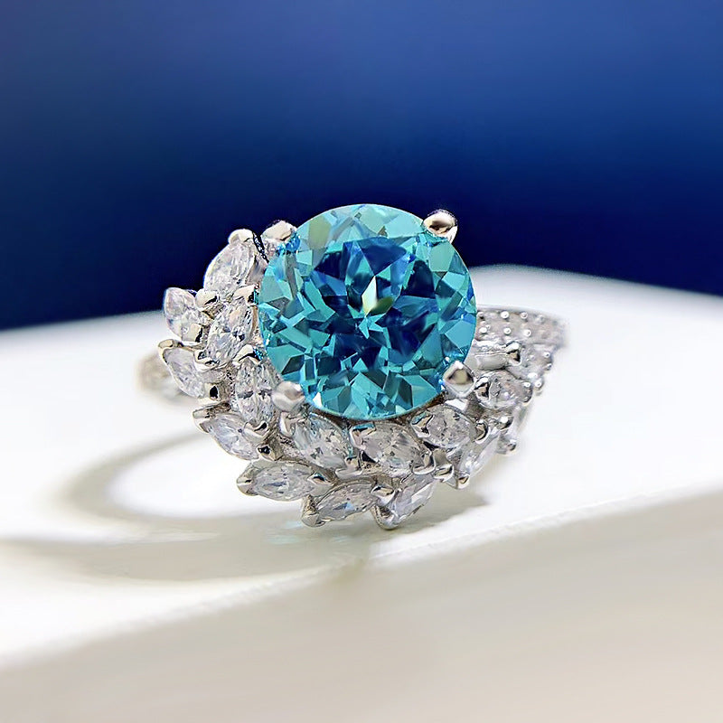 S925 Silver Round Rhinestone Engagement Ring by Cosmic Kollections