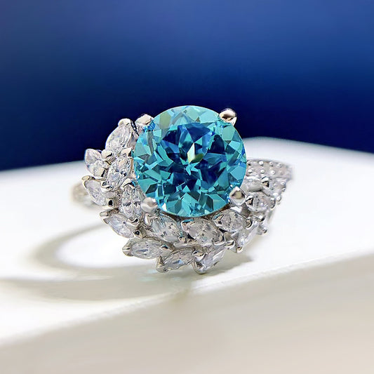 S925 Silver Round Rhinestone Engagement Ring by Cosmic Kollections