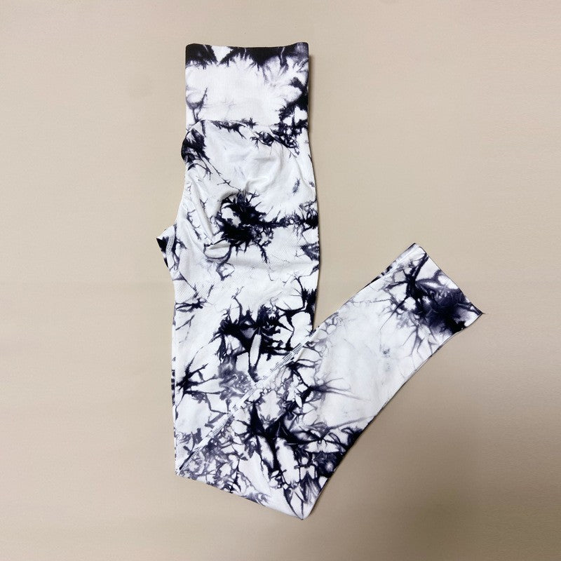 High Waist Tie-Dye Seamless Peach Yoga Tights