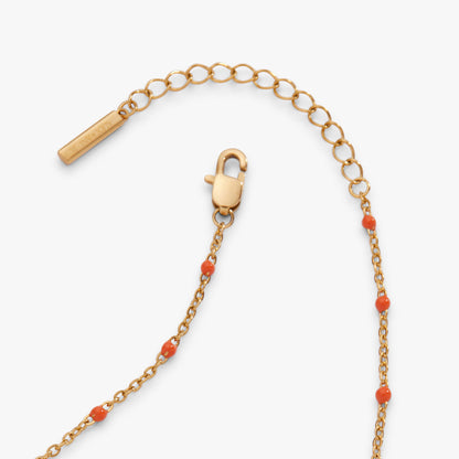 Coral Enameled Chain Coin Station Anklet