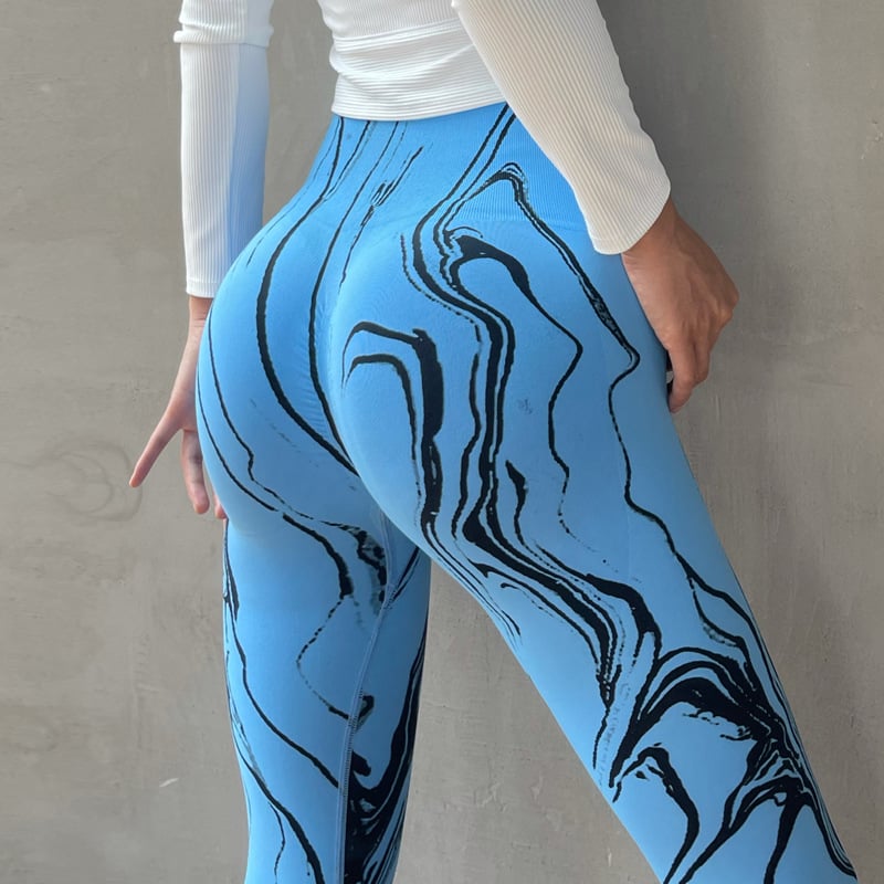 High Waist Tie Dye Peach Hip Yoga Pants