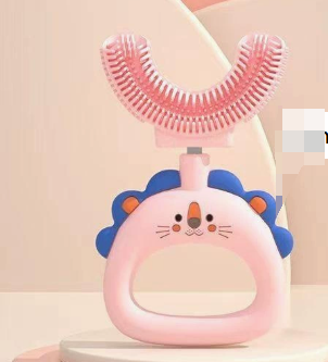 U-Shaped Little Lion Silicone Toothbrush for Kids