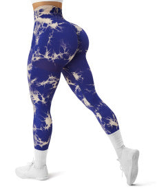 High Waist Tie-Dye Seamless Peach Yoga Tights