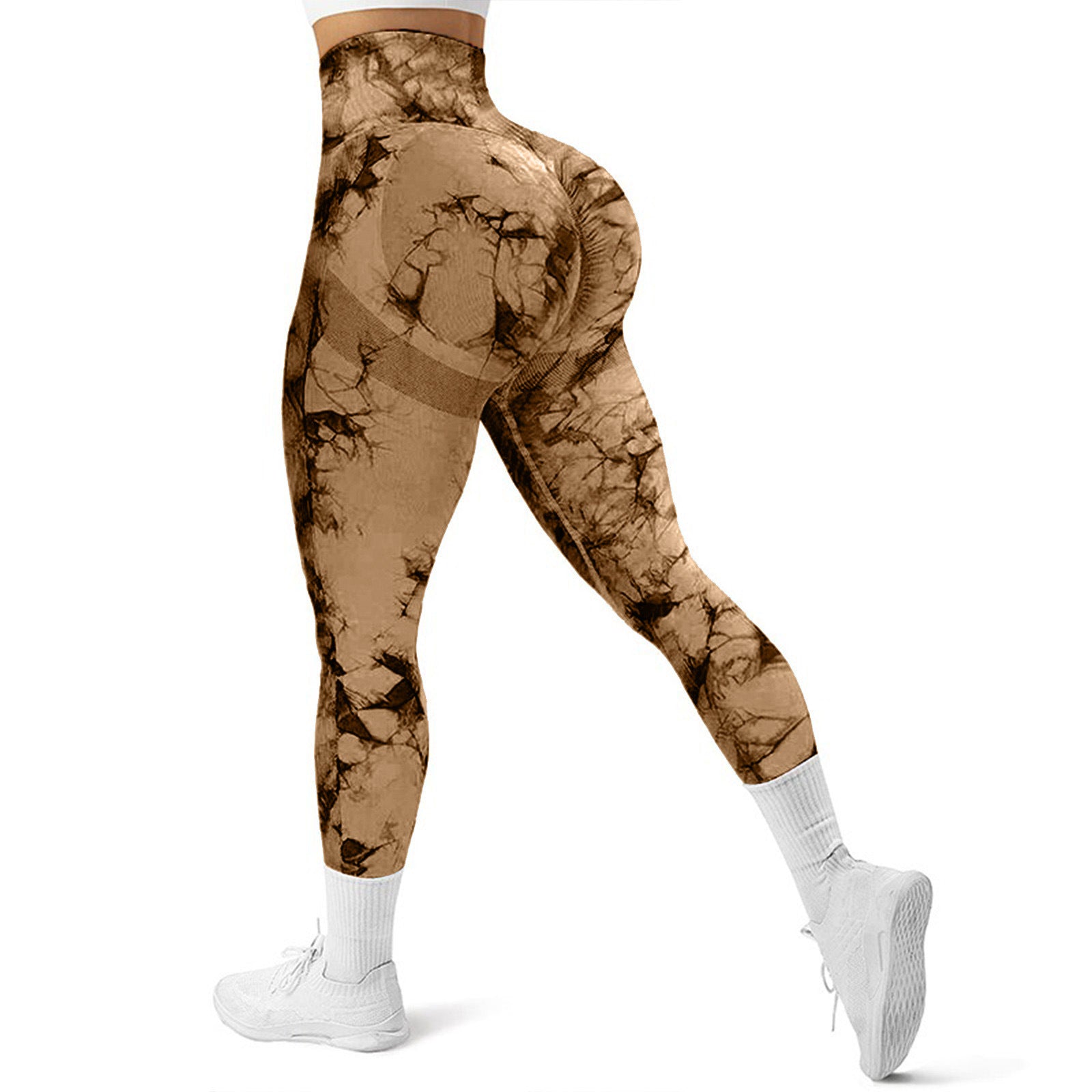 High Waist Tie-Dye Seamless Peach Yoga Tights