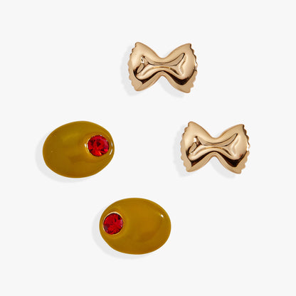 Pasta Girl Stud Earrings Set Of 2