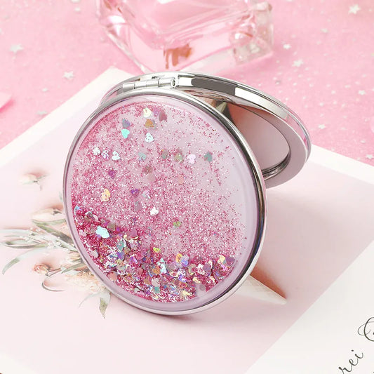 Glitter Quicksand Double-Sided Portable Mirror by KE Cosmetics