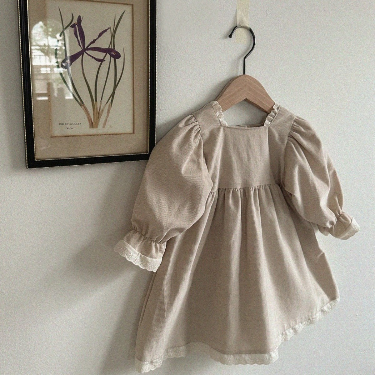 MyKids-USA® Baby Girls Solid Color Square Neck Princess Dress