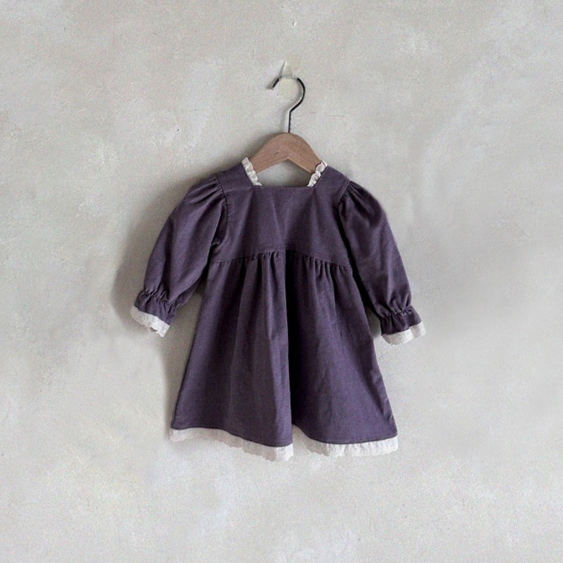 MyKids-USA® Baby Girls Solid Color Square Neck Princess Dress