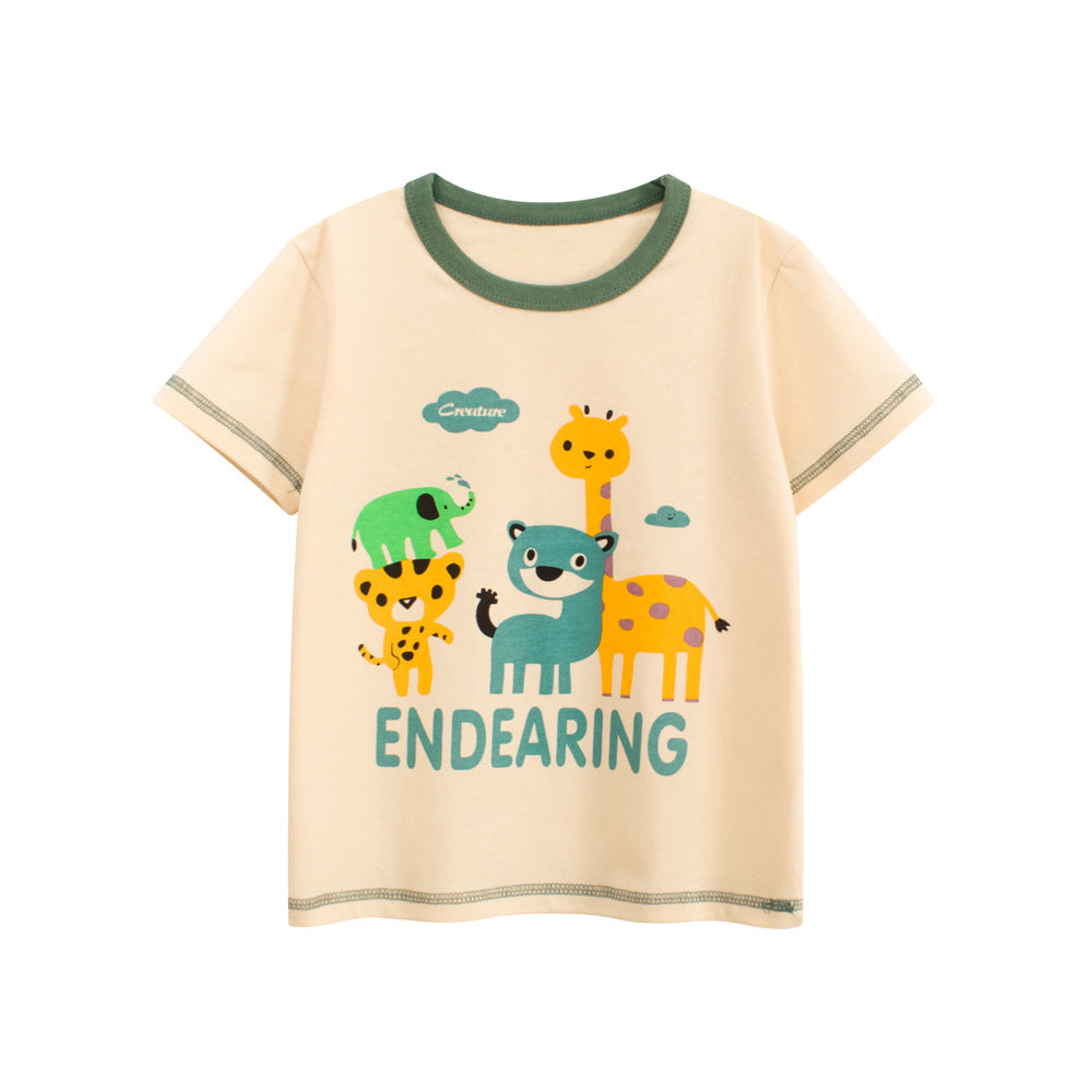 MyKids-USA® Boys’ Animals Cartoon and Letters Pattern T-shirt in European and American Style