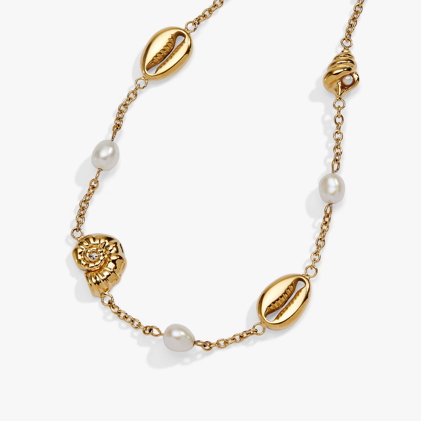 Seashell & Pearl Inline Charm Anklet
