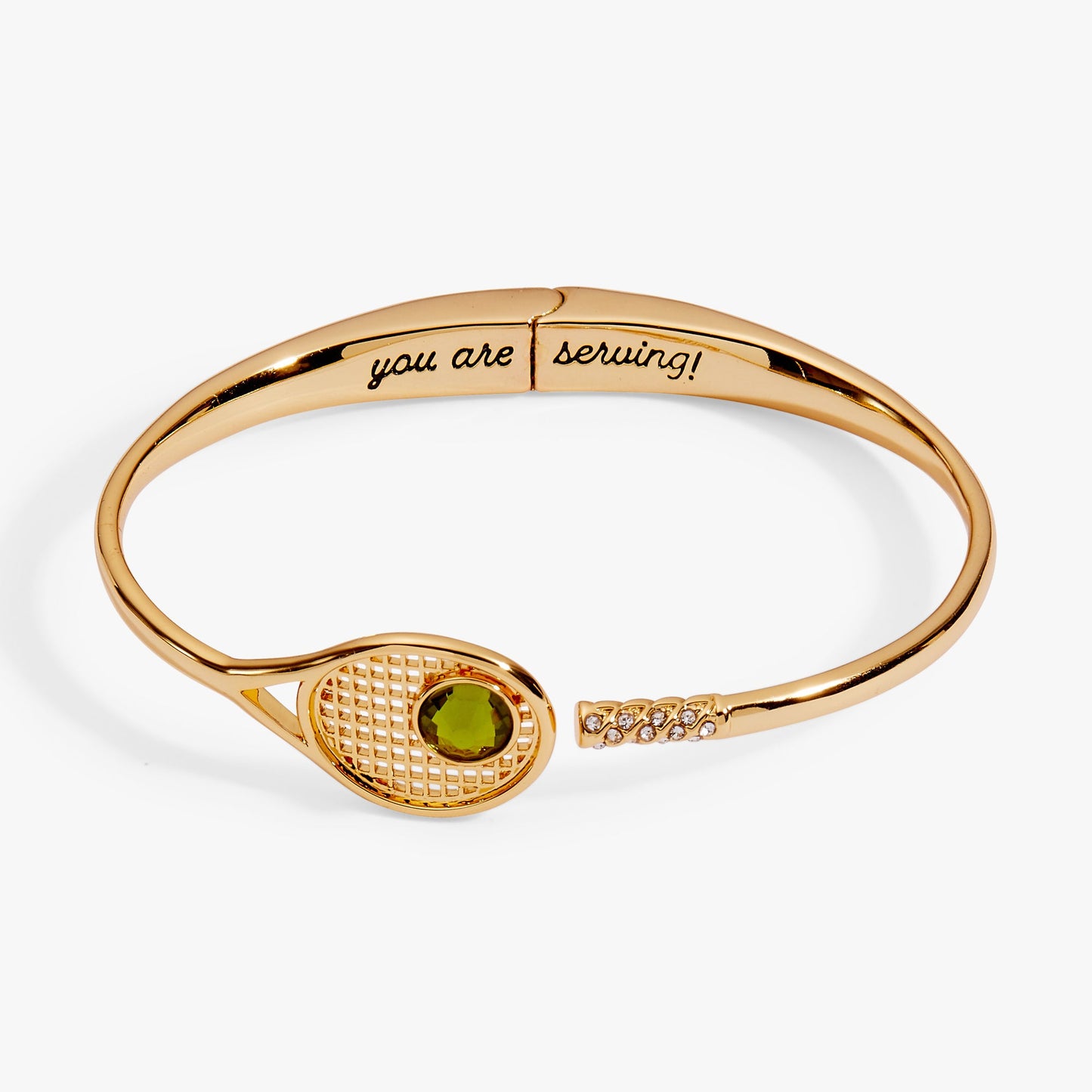 Tennis Racket 'You Are Serving' Hinge Cuff Bracelet